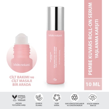 Bade Natural Pembe Kuvars Roll On Yüz Masaj Serumu Antioksidan Etkili 10 ml