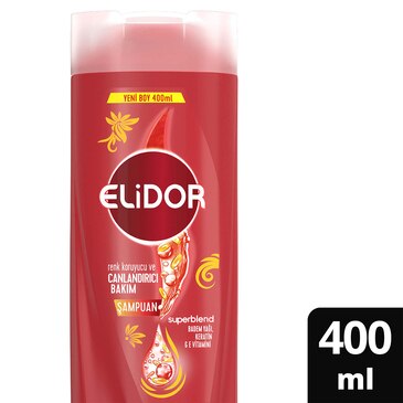 Elidor Superblend Saç Bakım Şampuanı Renk Koruyucu ve Canlandırıcı Bakım Badem Yağı Keratin E Vitamini 400 ml