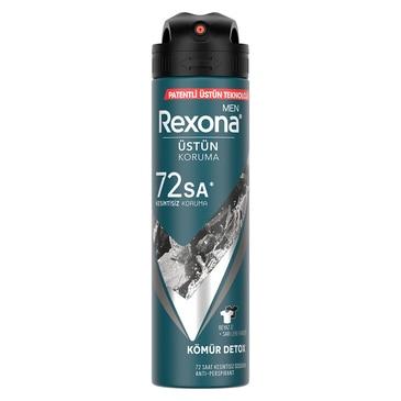 Rexona Men Erkek Sprey Deodorant Kömür Detox 72 Saat Kesintisiz Üstün Koruma 150 ml