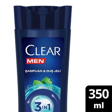 Clear Men 3in1 Şampuan ve Duş Jeli Ferahlatıcı Mentol 350 ml