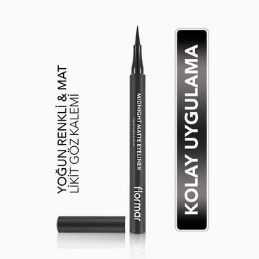 Flormar Midnight Matte  Mat Bitişli Kalem Likit Eyeliner Siyah