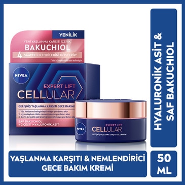Nivea Cellular Expert Lift Doğal Retinol Alternatifi Saf Bakuchiol ve Hyaluronik Asit içeren Gece Kremi 50 ml