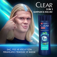 Clear Men 3in1 Şampuan ve Duş Jeli Ferahlatıcı Mentol 350 ml