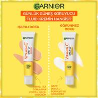 Garnier C Vitamini Parlak Günlük Güneş Koruyucu Fluid Yüz Kremi Işıltılı Doku SPF50+ 40ml
