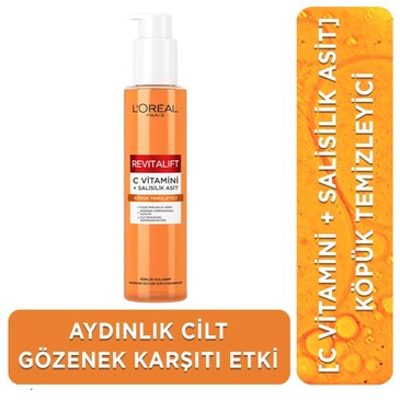 L'Oreal Paris Revitalift Clinical C Vitamini + Salisilik Asit Aydınlatıcı ve Gözenek Karşıtı Köpük Temizleyici