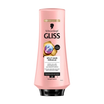 Gliss Split Hair Miracle Kırık Uçları Mühürleyen Saç Bakım Kremi İyonik Kompleks ve Üzüm Çekirdeği Yağı ile 360 ml