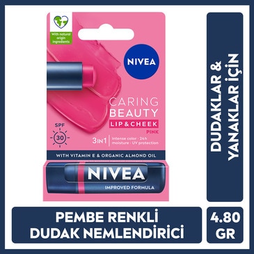 Nivea Renkli Dudak Bakım Kremi Pembe 4,8 g SPF30 E Vitamini Dudak ve Yanaklar İçin
