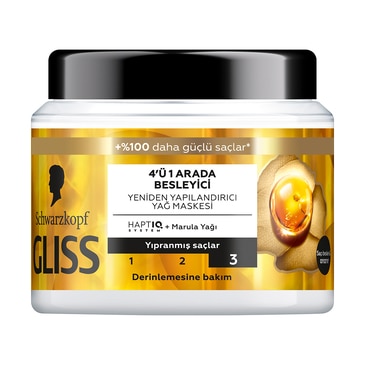 Gliss 4'ü 1 Arada Oil Nutritive Besleyici Saç Bakım Maskesi Marula Yağı ile 400 ml