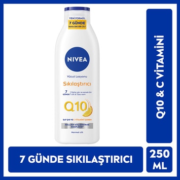 NIVEA Q10 Sıkılaştırıcı ve Nemlendirici Vücut Bakım Losyonu 250ml, C Vitamini