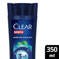 Clear Men 3in1 Şampuan ve Duş Jeli Ferahlatıcı Mentol 350 ml