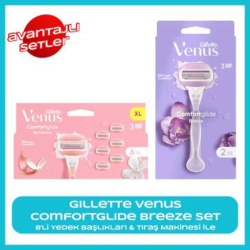 Gillette Venus Comfortglide Set Spa Breeze Başlık 6'lı + Breeze Tıraş Makinesi